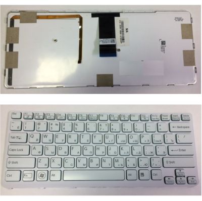 Клавиатура Sony Vaio SVE14A1 серебряная, с рамкой, с подсветкой