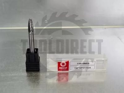 Борфреза твердосплавная (шарошка) порабола с закруглённым торцом ОС D=8x18x63 S=6 PROCUT