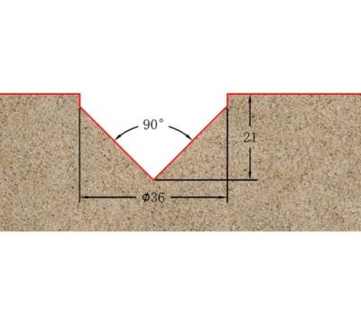 Фреза профильная (V-образная) для фасадов угол V=90° D=36xH21xL69 S=12 GREENCUT