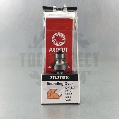 Фреза внутренний радиус (нижний подшипник) R=3 D=18.7x10x52 S=8 Z2 HW PROCUT