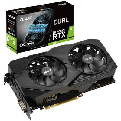 ASUS Video Card NVidia Dual GeForce RTX 2060 OC edition 6GB GDDR6 192-bit 1 x DVI-D, 2xHDMI, 2xDP, 8
