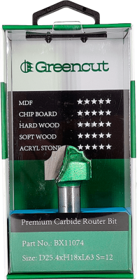 Фреза пазовая профильная фасонная «псевдофилёнка» для фасадов R=6.4 D=25.4xH18xL63 S=12 GREENCUT