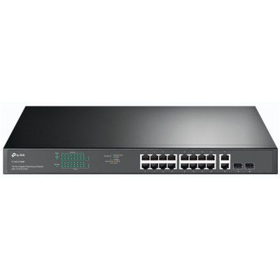18-port gigabit Unmanaged switch with 16 PoE+ ports, 18 10/100/1000Mbps RJ-45 port, 2 combo SFP ports, compliant with 802,3af/at, 250W PoE budget, support 802,1p/DHCP QoS, plug and play, 1U 19-inch ra