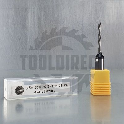 Сверло присадочное монолитное "Сквозное" правое D=3.5x35x70 S=10x20 RH Rotis