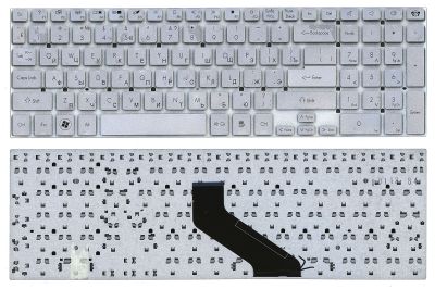 Клавиатура для ноутбука Packard Bell LS11, LS13, TS11, TS44, P5WS0, P7YS0, F4211/ Gateway NV55, NV75 серебряная