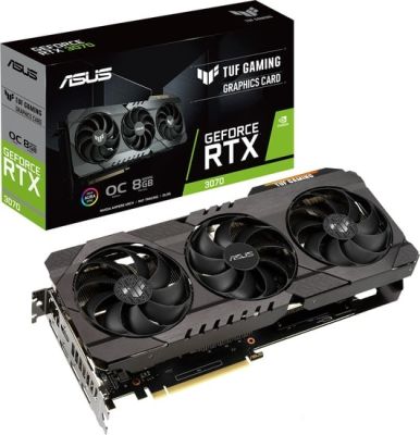 ASUS Video Card TUF Gaming GeForce RTX 3070 V2 OC Edition 8GB GDDR6 with LHR OC Mode - 1845 MHz (Boost Clock), Gaming Mode - 1815 MHz (Boost Clock), 256 bit, Digital Max Resolution 7680 x 4320, HDMI2.