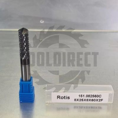 Фреза рашпильная по пластику и стеклопластику с торцом 135° D=8x25x60 S=8 Rotis