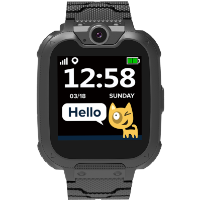 CANYON Kids smartwatch, 1.54 inch colorful screen, Camera 0.3MP, Mirco SIM card, 32+32MB, GSM(850/900/1800/1900MHz), 7 games inside, 380mAh battery, compatibility with iOS and android, Black, host: 54
