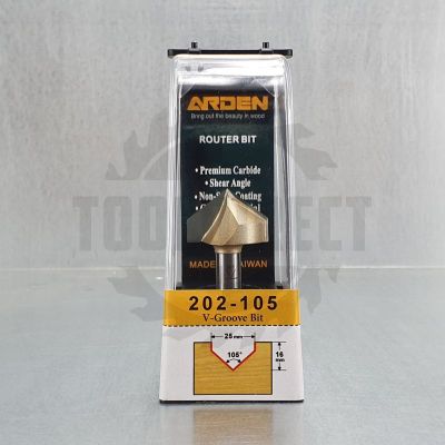 Фреза пазовая V-образная с углом 105º D=25х16x48 S=8 Z2 HW ARDEN