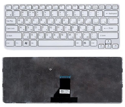Клавиатура для ноутбука Sony Vaio SVE1411 белая, с рамкой