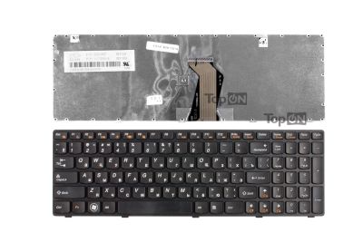 Клавиатура для ноутбука Lenovo Ideapad G580, G585, G780, V580, Z580, Z585, Z780 Series. Плоский Enter. Черная, с черной рамкой. PN: AELZ3700110.