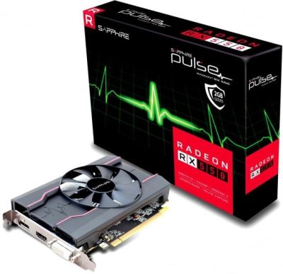 SAPPHIRE AMD Video Card RX-550 Pulse 2G GDDR5, 1206MHz / 6000 Mbps, DP, HDMI, DVI-D, 1 fan, 1.5 slot