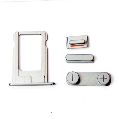 Комплект кнопок и лоток под sim-карту для iPhone 5, стальной.